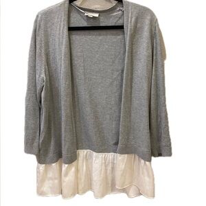 Loft Factory open cardigan with ruffled layer. Gray. Size L